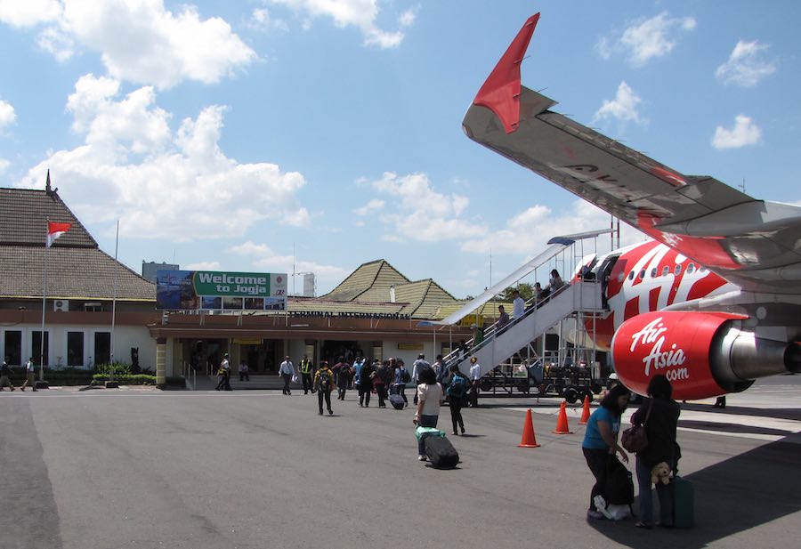 photo of Air Asia airplane at Yogyakarta, Indonesia airport