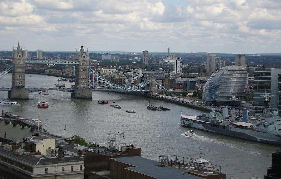 photo of London skyline with a cloudy sky