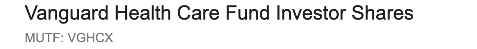 Vanguard Health Care Fund Investor Shares - image of syntax for Google Finance